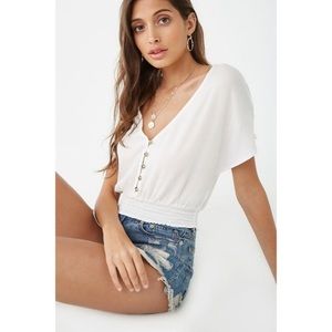 BNWT Forever 21 Button-Front Dolman Top - Cream